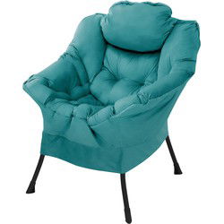 Relaxfauteuil met armleuningen en dik hoofdkussen en metalen frame Loungestoel tot 120 kg ML design
