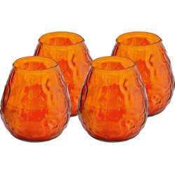 4x Kaars in oranje glazen houder 48 branduren - geurkaarsen