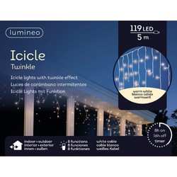 2x stuks ijspegelverlichting LED warm wit 119 lampjes - Kerstverlichting lichtgordijn