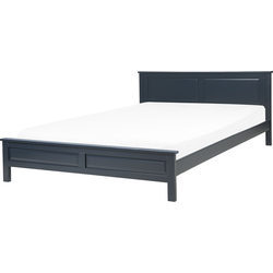 OLIVET  - Tweepersoonsbed - Donkerblauw - 180 x 200 cm - Dennenhout