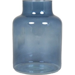 Bloemenvaas - blauw/transparant glas - H20 x D15 cm - Vazen