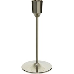 Luxe diner kaarsen staande kandelaar aluminium kleur zilver 20 cm - kaars kandelaars