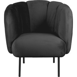 Leitmotiv - Fauteuil Tulip Velvet - Zwart