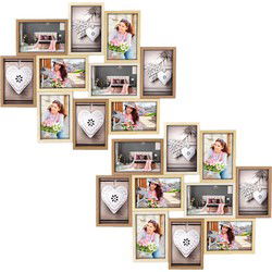 ZEP Fotolijst - 2x - houten frame - naturel en wit - 47 x 56 x 3 cm - wonen - Fotolijsten