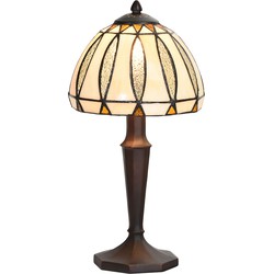 LumiLamp Tiffany Tafellamp  Ø 19x40 cm  Beige Glas Tiffany Bureaulamp