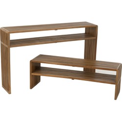 J-line - Set Van 2 Console Met Schap Gerecycleerd Teak Naturel - 130x30x80cm