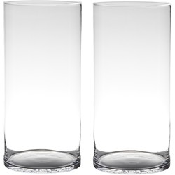 Set van 2x stuks glazen bloemen cylinder vaas/vazen 40 x 19 cm transparant - Vazen