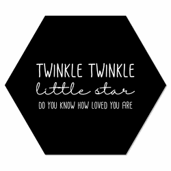 Label2X Muurhexagon twinkle twinkel zwart Dibond - Aanbevolen / 18 x 15 cm - 18 x 15 cm