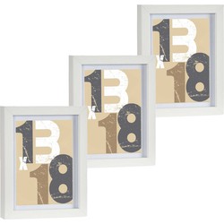 3x stuks houten fotolijst wit geschikt voor een foto van 13 x 18 cm of 15 x 20 cm - Fotolijsten