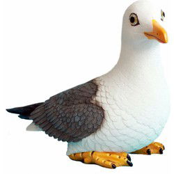 Decoratie Tuinbeeldje vogel - zeemeeuw - polystone - 16 cm - Maritiem - Tuinbeelden