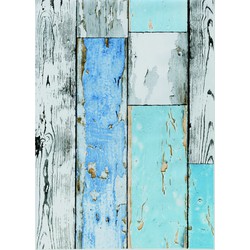 Decoratie plakfolie houten planken look blauw/grijs 45 cm x 2 meter zelfklevend - Meubelfolie