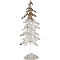 Clayre & Eef Decoratie Beeld Kerstboom 75 cm Wit Bruin Metaal