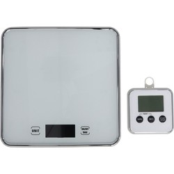 Digitale keukenweegschaal met afstandsbediening wit RVS 20 x 20 cm - Keukenweegschaal
