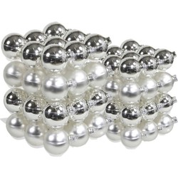 72x stuks glazen kerstballen zilver 4 en 6 cm mat/glans - Kerstbal
