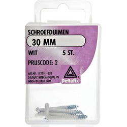 Schroefduim 30mm wit 5st