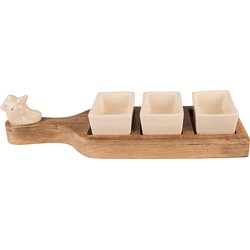 Clayre & Eef Serveerschaal  35x9x7 cm Bruin Beige Hout Presenteerschaal