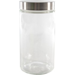 Voorraadpot/bewaarpot 1700 ml glas met RVS deksel - Voorraadpot