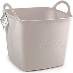 Plasticforte Kuip/emmer/wasmand - flexibel - beige - 27 liter - vierkant - kunststof - Wasmanden