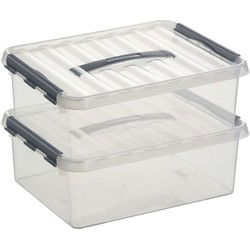 Sunware opbergbox - 2x - transparant - 12L - 40 x 30 x 14 cm - Opbergbox