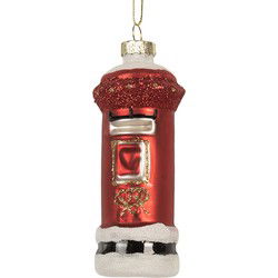 Clayre & Eef Kersthanger Brievenbus Ø 4x11 cm Rood Glas
