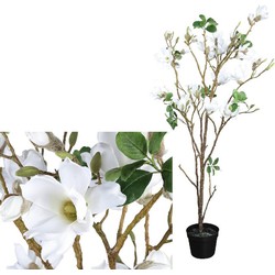 PTMD Magnolia Boom Kunstplant - H173 x Ø48 cm - Plastic Pot - Wit