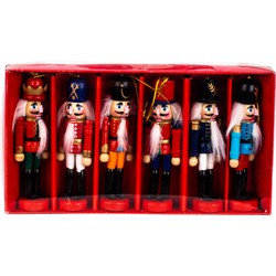 IKO kersthangers -notenkrakers- gekleurd - 6x - hout - Kersthangers