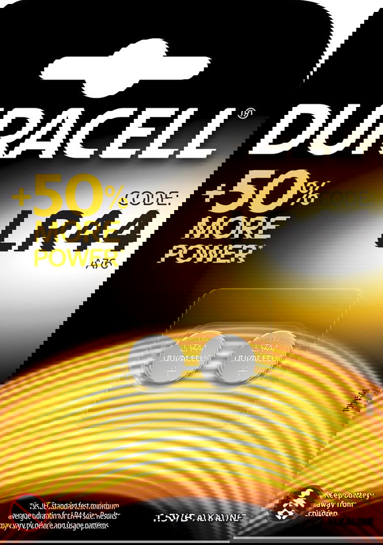 Duracell Knoopcel Batterij, LR44, Niet Oplaadbaar, 2 Stuks - 