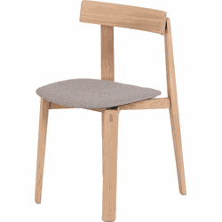 Gazzda Nora chair houten eetkamerstoel whitewash - met lichtgrijs kussen