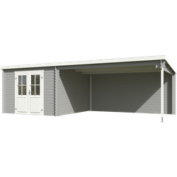 Blokhut met overkapping St. Louis 681x292 Platinum Grey-Wit