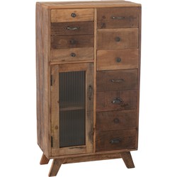 J-line - Kast Retro Gerecycleerd Hout/glas Naturel - 62x30x110cm