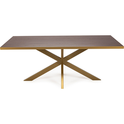 Stalux Eettafel 'Gijs' 200 x 100cm, kleur goud / bruin hout