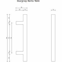 Deurgreep Marita - staal - 96 mm - Modern - Handgreep - Kastgreep - Ladegreep