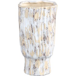 PTMD Nirah White ceramic pot unequal shaped round L