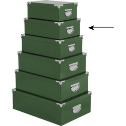 5Five Opbergdoos/box - groen - L32 x B21.5 x H12 cm - Stevig karton - Greenbox - Opbergbox