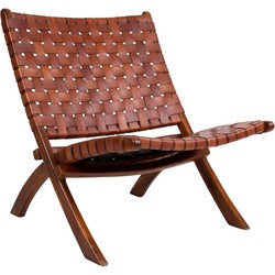 Perugia Folding Chair - Folding Chair with Brown Leather