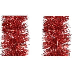 2x stuks kerstboomversiering rode slingers 270 x 10 cm - Kerstslingers
