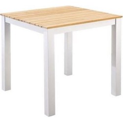 Arashi dining table 76x76cm. alu white/teak