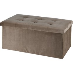 H&S Collection Poef/hocker/voetenbankje - opbergbox - beige - polyester - 76 x 40 x 38 cm - Poefs