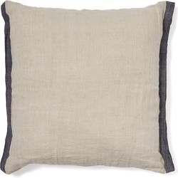 Kave Home - Beige kussenhoes Suerta van 100% linnen met blauwe accenten 45 x 45 cm