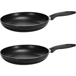 HI Koekenpan - 2x - zwarte - D28 cm - aluminium - dubbel antiaanbaklaag - Koekenpannen