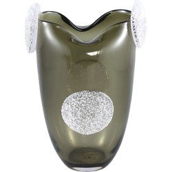 PTMD Giah Green Solid Glass Vase With Deco Rounds L