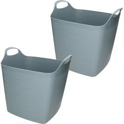 Bathroom Solutions Flexibele kuip - 2x stuks - blauw - 25 liter - kunststof - emmer - wasmand - Wasmanden