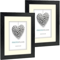 2x stuks houten fotolijst zwart geschikt voor een foto van 15 x 20 cm of 20 x 30 cm - Fotolijsten