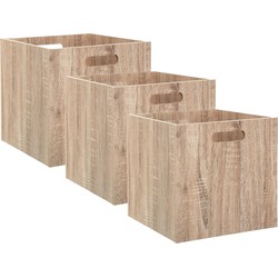 Set van 3x stuks opbergmand/kastmand 29 liter bruin/naturel van hout 31 x 31 x 31 cm - Opbergmanden