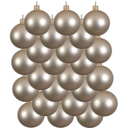 24x Glazen kerstballen mat licht parel/champagne 8 cm kerstboom versiering/decoratie - Kerstbal