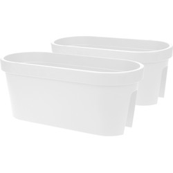 Balkon plantenpot/bloempot - 3x - wit - 60 x 25 cm - kunststof - Plantenpotten