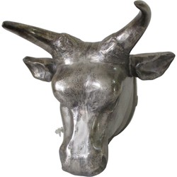 Wanddecoratie - Deco. Bull Hoofd- Dahomey - Zilver - Grijs