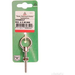 Oogbout rvs 6x40mm