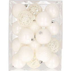 Set van 37x stuks plastic/kunststof kerstballen winter wit 6 cm - Kerstbal