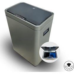 4cookz® Iowa Duo Prullenbak Afvalscheiding 2x 22 Liter - Grijs